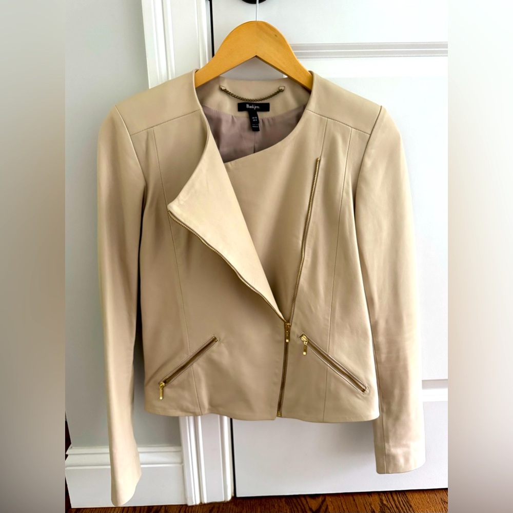 Cream leather jacket by Baukjen from the UK.